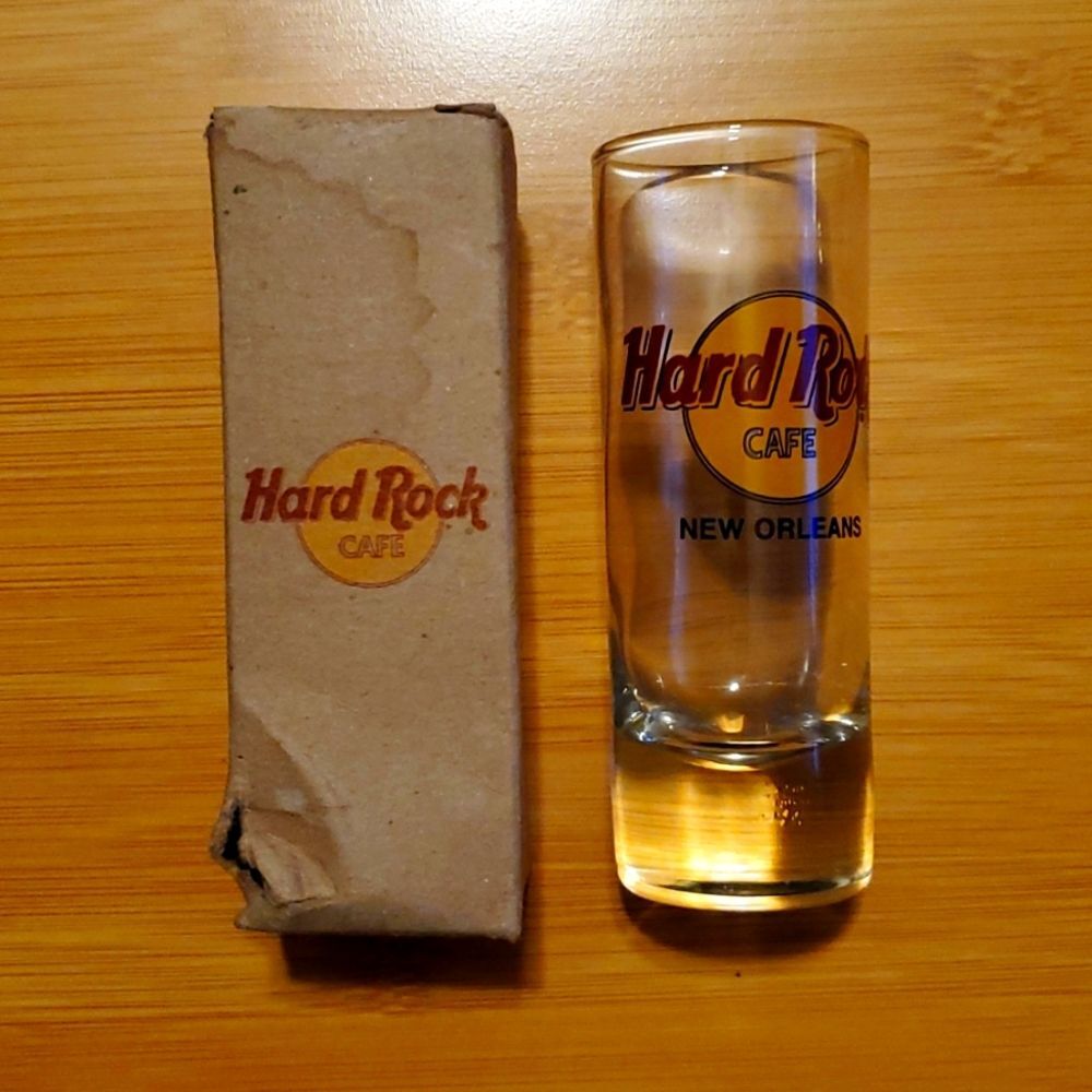 Vintage Hard Rock Cafe New Orleans Shot Glass Souvenir With Original Box Damaged